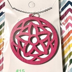 Red wood pendant necklace